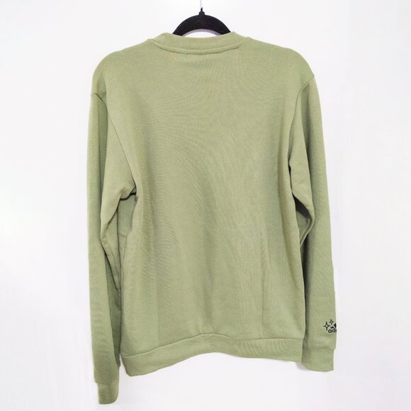 ADIDAS Three Stripe Life Crew Neck Sweatshirt Green Graphic Casual Activewear - Picture 2 of 6